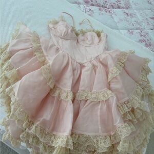 Pink Dress with Lace Trim
